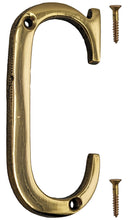 Load image into Gallery viewer, 4-inch House Letter "C" with Mounting Screws, Polished Brass, Shiny Gold Color, Suitable for Mailbox, Home, Apartment, Hotel etc