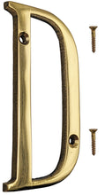 Load image into Gallery viewer, 4-inch House Letter "D" with Mounting Screws, Polished Brass, Shiny Gold Color, Suitable for Mailbox, Home, Apartment, Hotel etc
