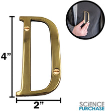 Load image into Gallery viewer, 4-inch House Letter "D" with Mounting Screws, Polished Brass, Shiny Gold Color, Suitable for Mailbox, Home, Apartment, Hotel etc