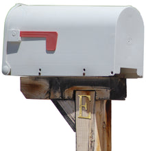 Load image into Gallery viewer, 4-inch House Letter "E" with Mounting Screws, Polished Brass, Shiny Gold Color, Suitable for Mailbox, Home, Apartment, Hotel etc