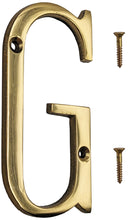 Load image into Gallery viewer, 4-inch House Letter "G" with Mounting Screws, Polished Brass, Shiny Gold Color, Suitable for Mailbox, Home, Apartment, Hotel etc
