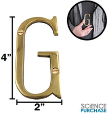 Load image into Gallery viewer, 4-inch House Letter "G" with Mounting Screws, Polished Brass, Shiny Gold Color, Suitable for Mailbox, Home, Apartment, Hotel etc