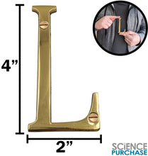 Load image into Gallery viewer, 4-inch House Letter "L" with Mounting Screws, Polished Brass, Shiny Gold Color, Suitable for Mailbox, Home, Apartment, Hotel etc