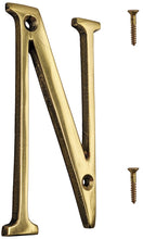 Load image into Gallery viewer, 4-inch House Letter "N" with Mounting Screws, Polished Brass, Shiny Gold Color, Suitable for Mailbox, Home, Apartment, Hotel etc