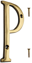 Load image into Gallery viewer, 4-inch House Letter "P" with Mounting Screws, Polished Brass, Shiny Gold Color, Suitable for Mailbox, Home, Apartment, Hotel etc