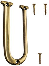 Load image into Gallery viewer, 4-inch House Letter "U" with Mounting Screws, Polished Brass, Shiny Gold Color, Suitable for Mailbox, Home, Apartment, Hotel etc