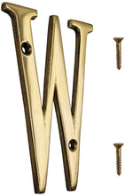 Load image into Gallery viewer, 4-inch House Letter "W" with Mounting Screws, Polished Brass, Shiny Gold Color, Suitable for Mailbox, Home, Apartment, Hotel etc