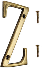 Load image into Gallery viewer, 4-inch House Letter "Z" with Mounting Screws, Polished Brass, Shiny Gold Color, Suitable for Mailbox, Home, Apartment, Hotel etc
