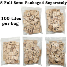 Load image into Gallery viewer, 500 Wood Letter Tiles - 5 Full Sets of 100 Letters, Ideal as Replacement Pieces or Crafting
