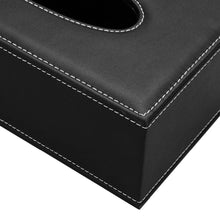 Load image into Gallery viewer, Black PU Leather Tissue Box Cover for Short 3.1-inch Tall Tissue Boxes - Facial Tissue Holder Case for Home, Office, Car