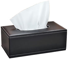 Load image into Gallery viewer, Black PU Leather Tissue Box Cover for Short 3.1-inch Tall Tissue Boxes - Facial Tissue Holder Case for Home, Office, Car