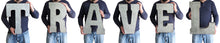 Load image into Gallery viewer, 20" Tall Metal "TRAVEL" Letters - Approximately 7 Foot Long Hanging Décor, Silver with Rusted Edges, Galvanized Wall Mountable Decoration for Country, Mid-Century, or Farmhouse Theme