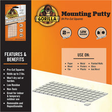 Load image into Gallery viewer, Gorilla 672 Squares of Mounting Putty, Non-Toxic Hanging Adhesive, Removeable & Repositionable, Natural Tan Color