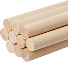 Load image into Gallery viewer, 10 Pack 3/4" Diameter x 12" Length Birch Wood Dowels - Round Wooden Rods