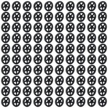 Load image into Gallery viewer, 100 Pack Black 35mm Front Wheels with Spokes for Co2 Dragsters