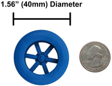 Load image into Gallery viewer, 100 Pack Blue 40mm Rear Wheels with Spokes for Co2 Dragsters