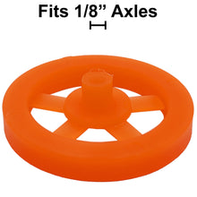 Load image into Gallery viewer, 100 Pack Orange 35mm Front Wheels with Spokes for Co2 Dragsters