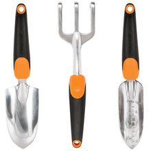 Load image into Gallery viewer, Fiskars 3 Piece Ergo Garden Tool Set - Trowel, Transplanter, and Cultivator (384490-1001)