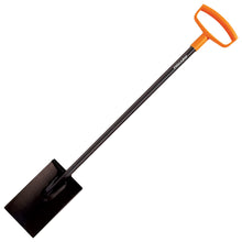 Load image into Gallery viewer, Fiskars Square Garden Spade Shovel - Steel Flat Shovel with 48" D-Handle - Heavy Duty Garden Tool for Digging, Lawn Edging, and Weed Removal - Black/Orange (96676933J)