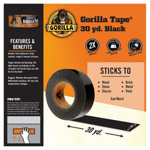 Load image into Gallery viewer, Gorilla 6 Pack 30 Yard Rolls Black Gorilla Tape, 1.88" Wide