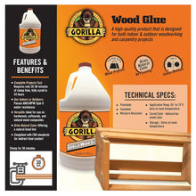 Load image into Gallery viewer, Gorilla 2 Gallons of Wood Glue, Natural Wood Color, 20-30 Minute Clamp Time, 24 Hour Cure