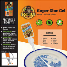 Load image into Gallery viewer, Gorilla Super Glue Gel 15g and Super Glue Brush & Nozzle 10g - Combo