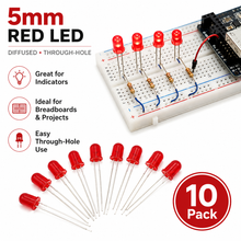 Load image into Gallery viewer, 10mm Jumbo Red Diffused LED, 2-Pin Round, 1.8-2.2V 20mA - 100 Pack