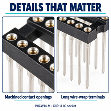 Load image into Gallery viewer, Machine Tooled Wire Wrap IC Socket 14-Pins