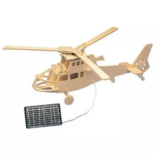 Load image into Gallery viewer, Solar Powered Wooden Helicopter Model with Motor Educational Kit