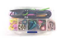 Load image into Gallery viewer, Content: 56 pieces of different basic tools for knitting, please view the picture for the details | Includes measuring tape. | Size of the plastic case: 5 -1/8 | Perfect for your emergency preparedness pack at home as well as in your vehicle on the go! |