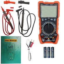 Load image into Gallery viewer, 6000 Counts Backlit Manual & Auto Ranging True-RMS Digital Multimeter, Voltage, Current, Resistance, Capacitance, Continuity, Freq., Temperature, NCV