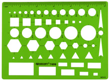 Load image into Gallery viewer, Westcott T-816 General Purpose Template, Circles, Squares, Triangles, Rectangles and Hexagons, Inch Scale