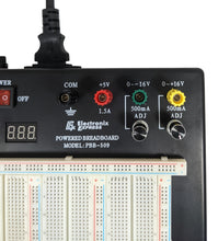 Load image into Gallery viewer, Powered Solderless Breadboard with 2390 Tie Points, 3 Regulated Power Supplies, 2 LED Display Voltmeters