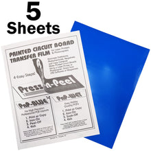 Load image into Gallery viewer, 5 Sheets Press-n-Peel Blue PCB Transfer Film, Printable A4 Size