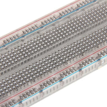 Load image into Gallery viewer, Premium Solderless Clear Plug-In Breadboard 830 Tie Points, 6.5" x 2.1" - ROHS Compliant