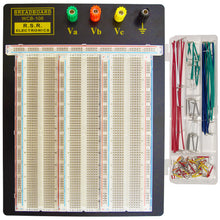 Load image into Gallery viewer, Premium Solderless Clear Breadboard with 70 Piece Jumper Wire Kit - 2,390 Tie Points, 9.4" x 7.7", 4 Binding Posts