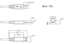 Load image into Gallery viewer, USB Type "A" Male to Micro USB Type "B" 2.0 Cable, 1.5 Feet Length, Black Color, 28AWG