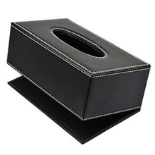 Load image into Gallery viewer, Black PU Leather Tissue Box Cover for Short 3.1-inch Tall Tissue Boxes - Facial Tissue Holder Case for Home, Office, Car