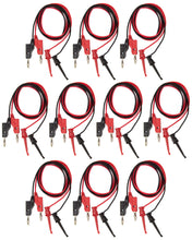 Load image into Gallery viewer, 20 Count (10 Red and 10 Black) Banana to IC Hook Test Leads, 3 Foot Length