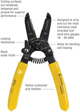 Load image into Gallery viewer, Jonard Tools 16-26 AWG Wire Stripper and Cutter, 6-3/4" Length (JIC-1626)
