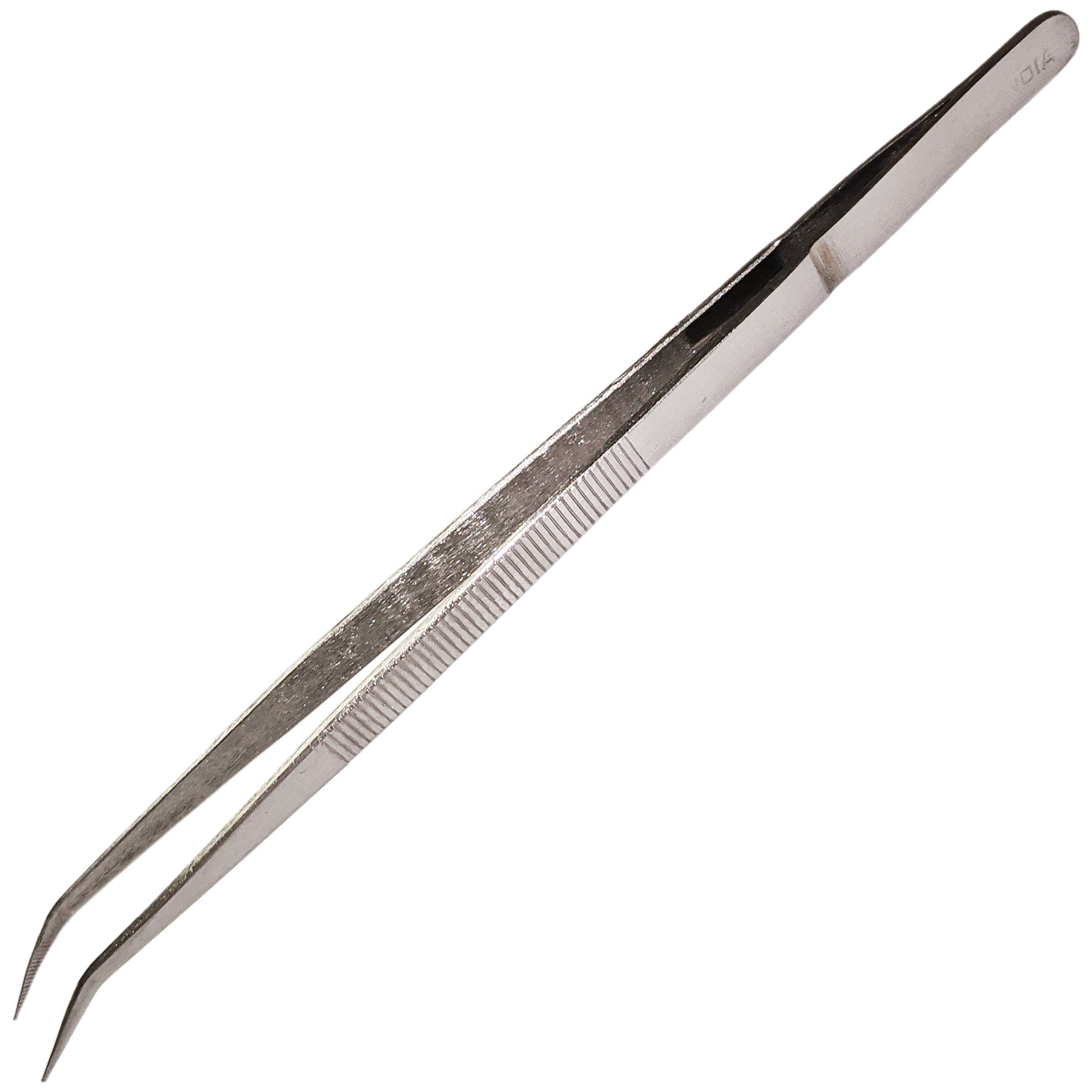 7" Curved Tweezers with Fine Serrated Points, Stainless Steel