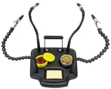 Load image into Gallery viewer, Multifunctional Helping Hands with Gooseneck Arms, Heavy Duty Base with Solder Holder Dispenser, Brass Wire Tip Cleaning Sponge, & Soldering Flux