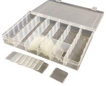 Load image into Gallery viewer, Polypropylene Storage Box with 14 Dividers for 6 to 36 Slots, 10.8" x 6.9" x 1.8"