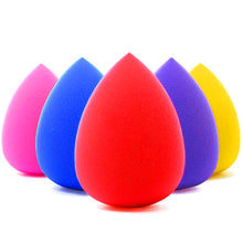 Load image into Gallery viewer, Pack of 5 makeup sponges for all kinds of cosmetics, foundation, BB cream, powder, concealer, isolation, liquid, etc | Suitable for wet and dry use - sponge expands when wet | Made of soft, non-latex material | Dab to apply makeup evenly | Includes 1 pink, 1 blue, 1 red, 1 purple, and 1 yellow sponge
