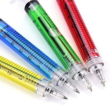 Load image into Gallery viewer, 12 Pack Syringe Pens (Blue Ink) - Liquid-filled, Includes 3 Red, 3 Yellow, 3 Blue and 3 Green - Great for Children's Costumes or Gift for Doctors