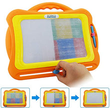 Load image into Gallery viewer, Magnetic Drawing Doodle Board, Tethered Pen Writes in Color, Writing Easily Wipes Clear with Slider, Easy to Hold and Use (Orange)