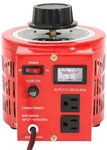 Load image into Gallery viewer, 20 Amp Variable Transformer, 2000va Max, 0~130 Volt Output