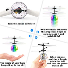 Load image into Gallery viewer, Magic Flying Hover Disco Ball with Colorful Lights, Fun Helicopter Gadget Toy Hovers Above Your Hand by Infrared Induction, Suitable for Indoor and Outdoor Use, USB Rechargeable