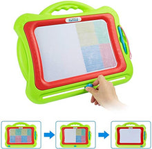 Load image into Gallery viewer, Magnetic Drawing Doodle Board, Tethered Pen Writes in Color, Writing Easily Wipes Clear with Slider, Easy to Hold and Use (Green)