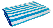 Load image into Gallery viewer, Friends & Home Luxurious Turquoise Cabana Stripe Towel (100% Cotton, 30" x 60", GSM 425)